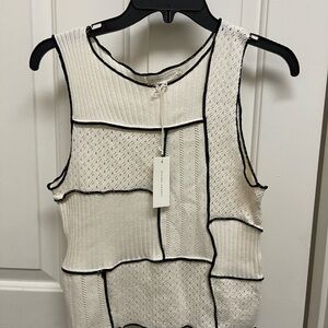 Gilded Intent Cream and Black Patchwork Tank Top